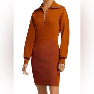 ALC Brown Ribbed Dolman Sleeve Sweater Dress